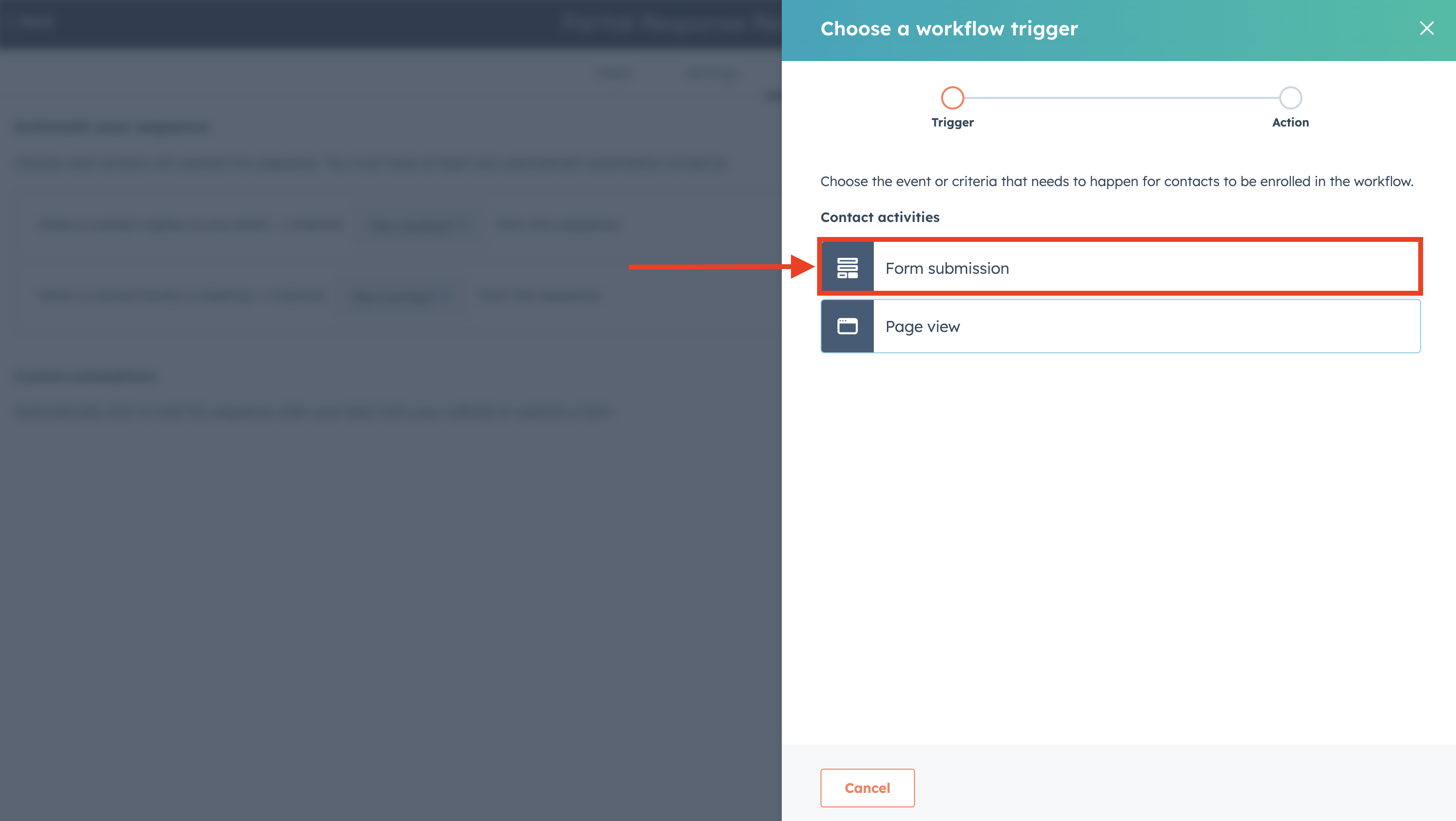 Trigger: Contact submits a specific form